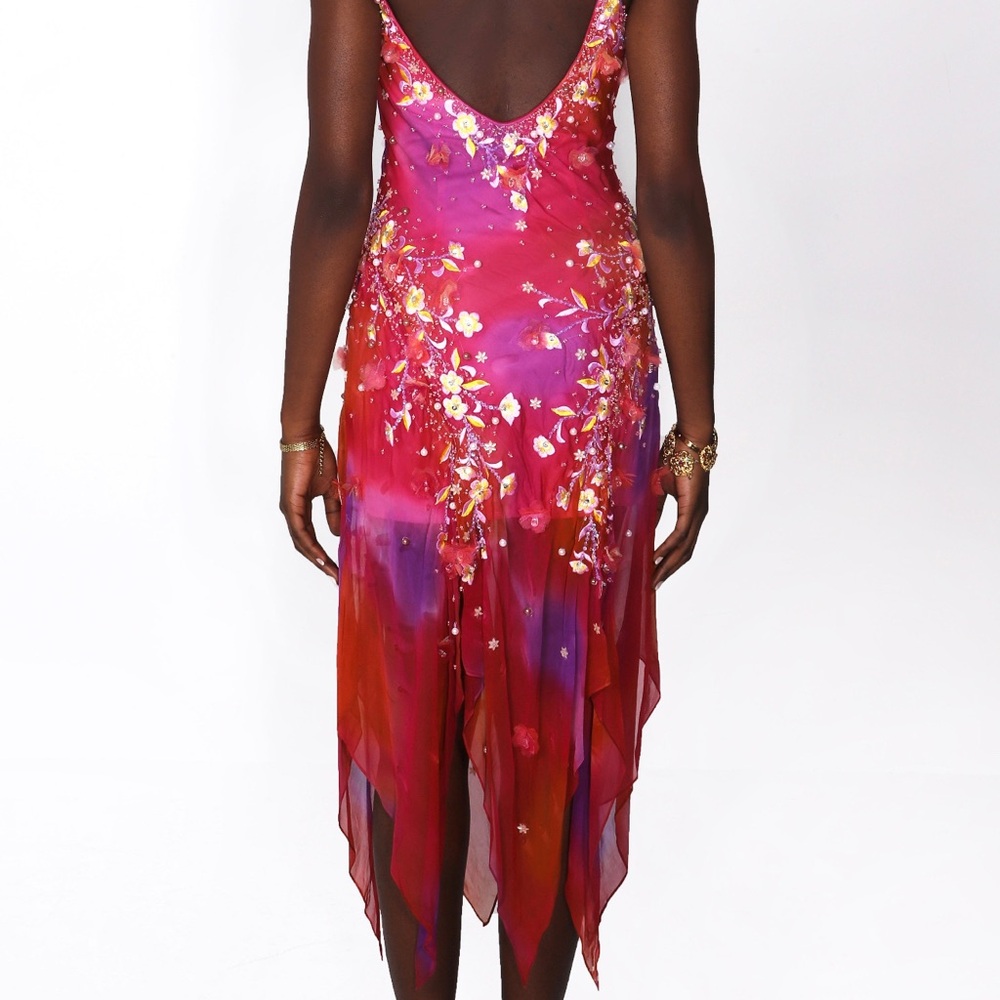 Vintage Asymmetrical Pink Dress Paris Hilton Versace Style Y2k - Picture 2 of 2